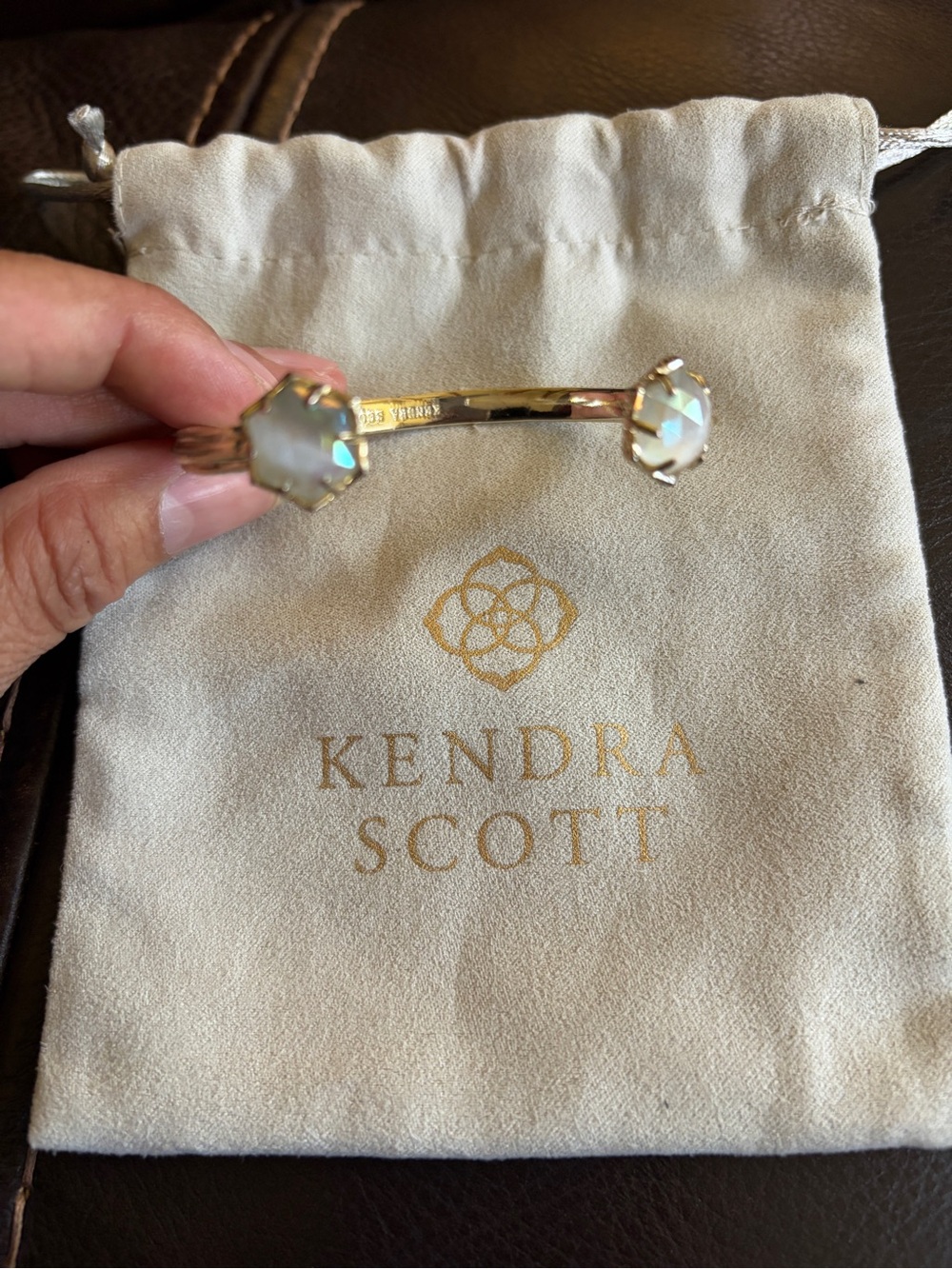 Kendra Scott Gold Open Cuff with Iridescent White Stones